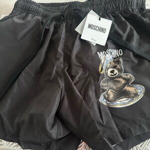 Moschino Black Swim Shorts with Teddy Bear Graphic